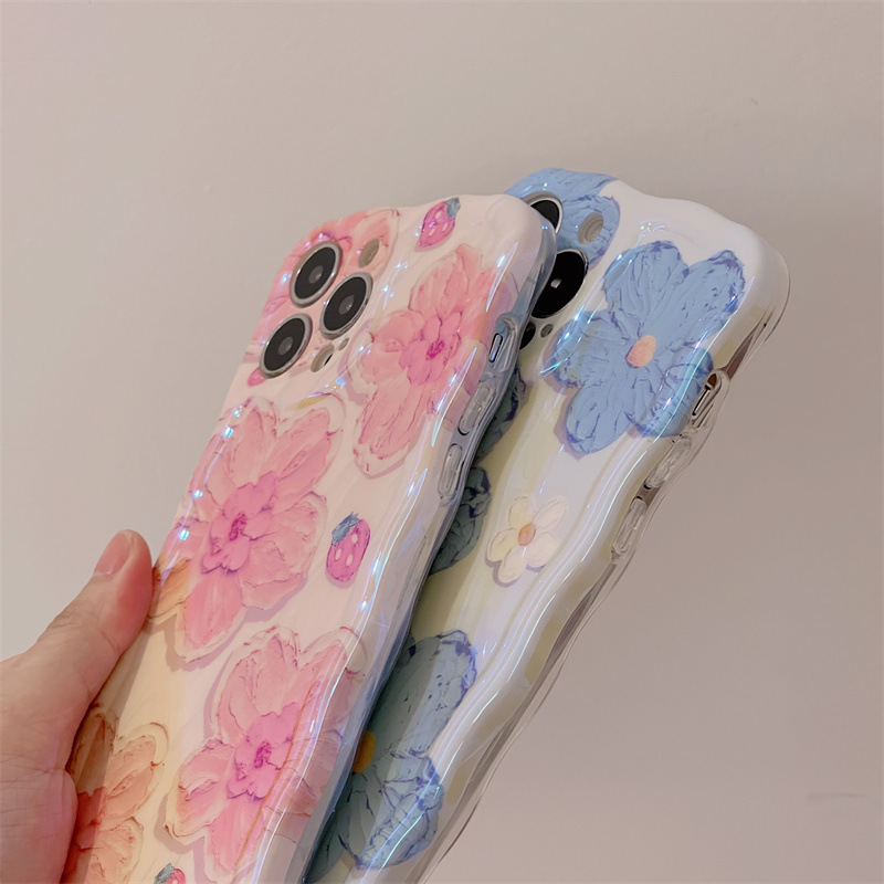 (BUY 2 GET 15% OFF) For IPhone Colorful Pink Flower Oil Painting Exquisite Phone Case