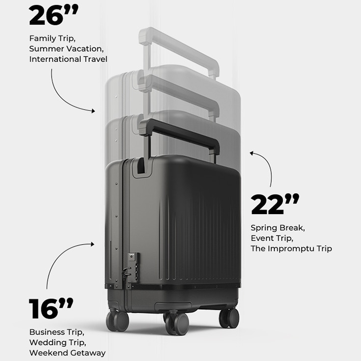 3-in-1 Expandable Hardside Luggage - Switch Between 3 Different Suitcase Sizes