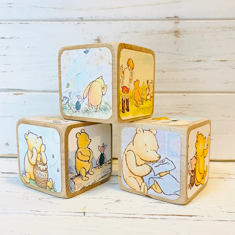 Set of 3- Winnie The Pooh Wood Blocks