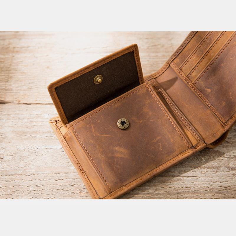 Large Capacity Real Leather Retro Handmade Slim Wallet