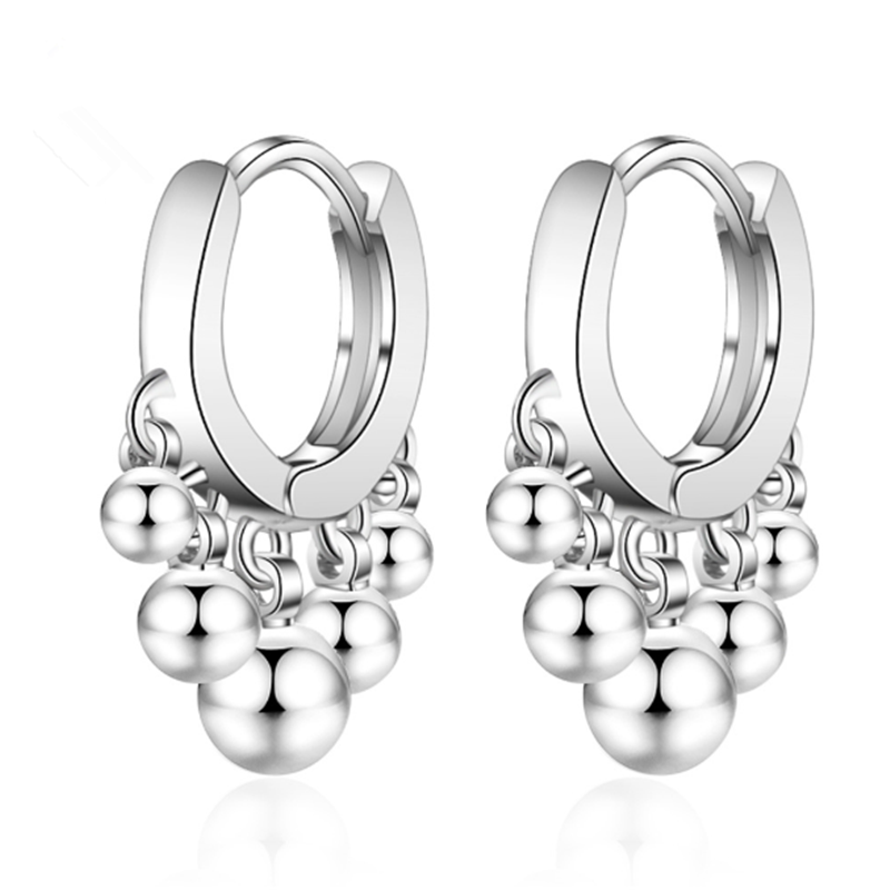 925 sterling silver round bead earrings