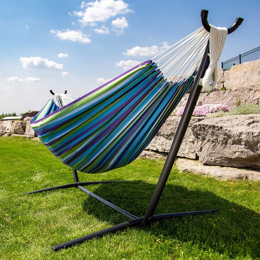Vivere Double Cotton Combo Hammock with Stand