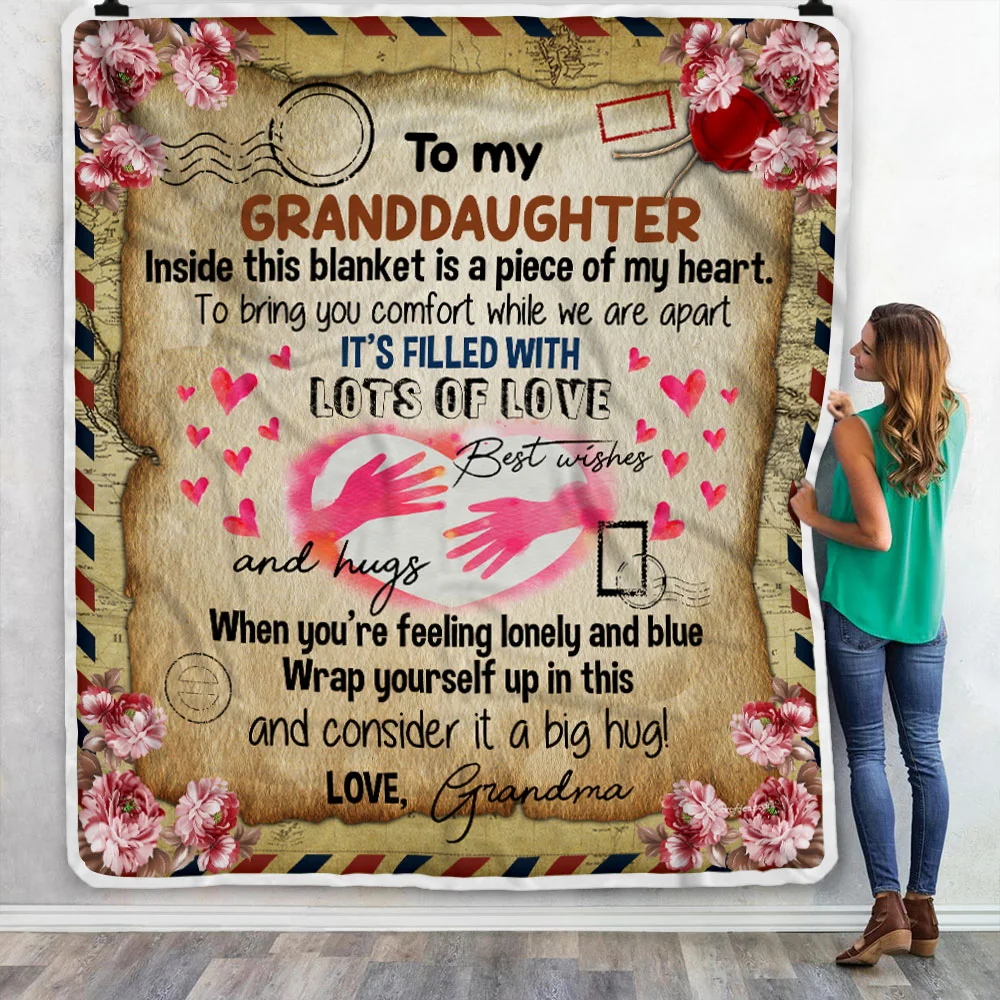 Grandma To Granddaughter, Inside This Blanket Is A Piece Of My Heart, Sofa Throw Blanket