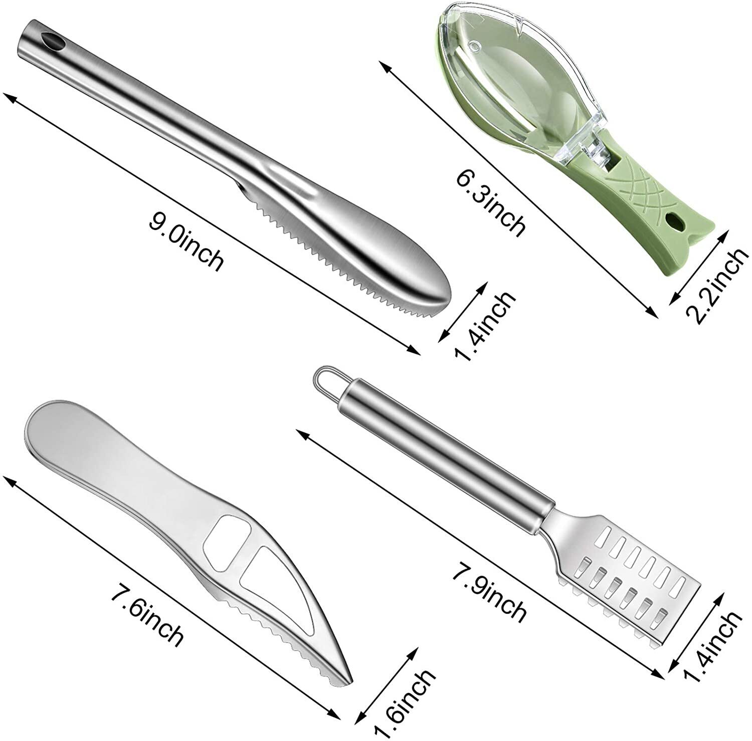 4 Pieces Fish Scale Remover Stainless Steel Descaler