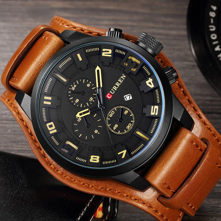 Men's Fashion Leather Watch - Waterproof Sports Business Quartz Watch