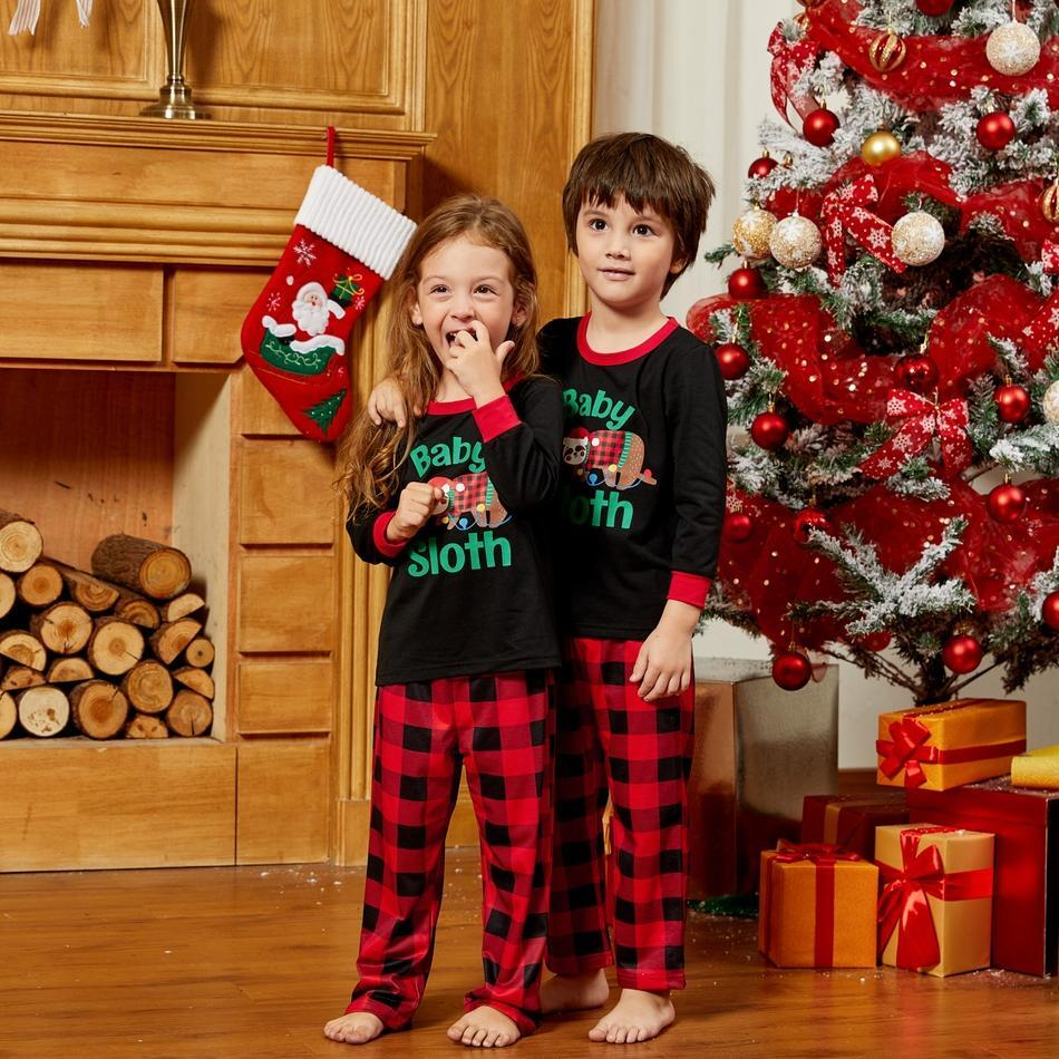 Mosaic Family Matching Daddy Mommy Sloth Christmas Pajamas Sets(Flame Resistant)