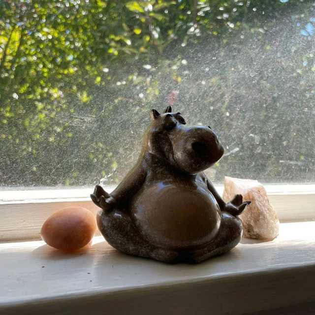 Seated Yogi Hippopotamus Meditating Hippo Figurine