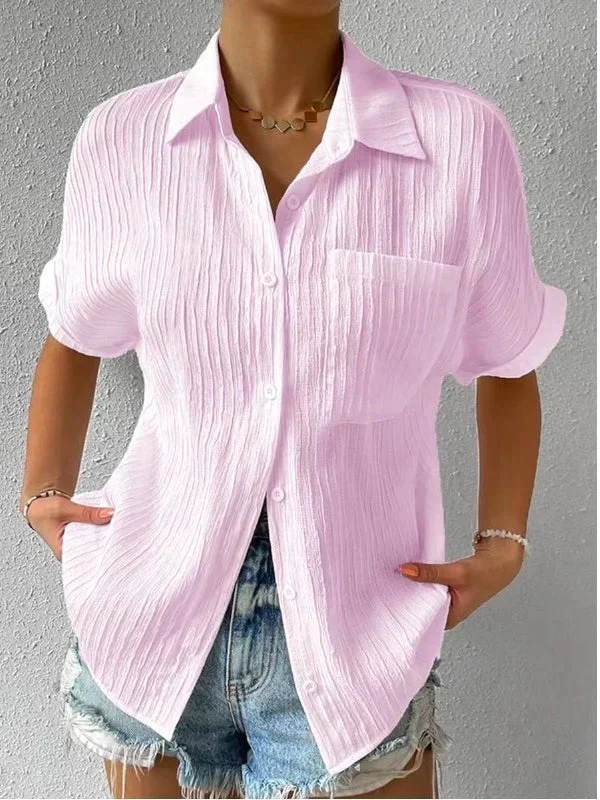 😍😍Shirt Collar Casual Buttoned Loose Blouse