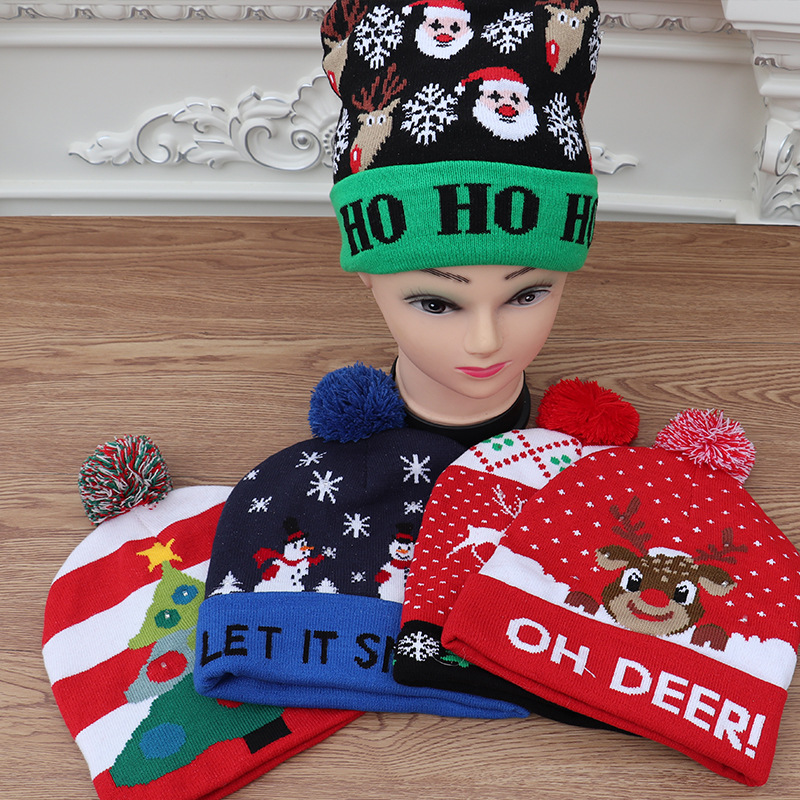 (🔥Early Christmas Sale- SAVE 48% OFF) Christmas Theme LED Beanies--BUY 4 FREE SHIPPING