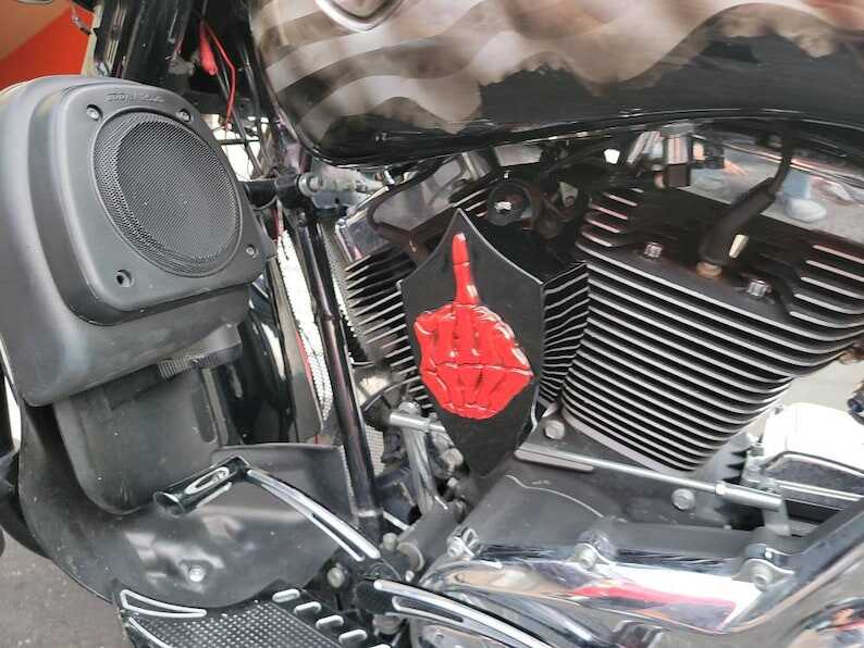 Harley Motorcycle Custom Side-mounted Horn Cover With 3D Middle Finger