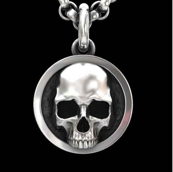 Till Death Do Us Part Skull Sterling Silver Pendant