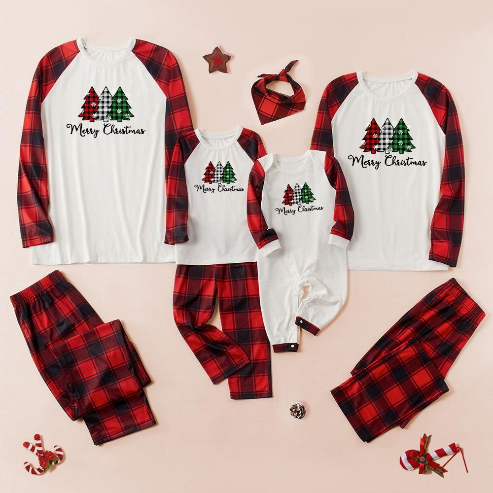 Christmas Tree Family Matching Pajamas Set(White)
