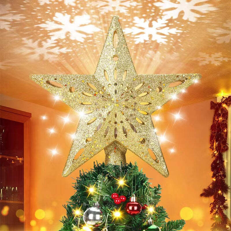 Christmas Star Tree Topper Lighted Star Topper with LED Star Projector Lights