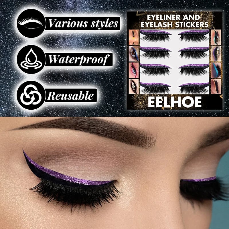 2024 NEW Reusable Eyeliner And Eyelash Stickers (Set of 4 Pairs)