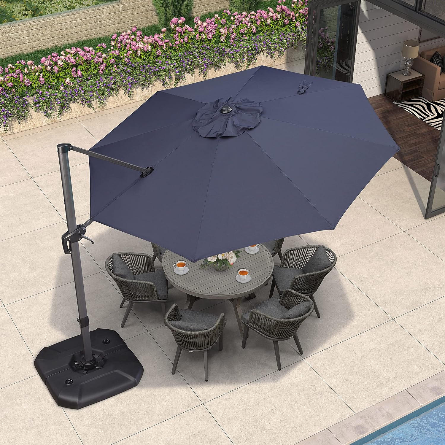 PURPLE LEAF Patio Umbrella Base Water & Sand Filled Weighted Base Outdoor Umbrella Base