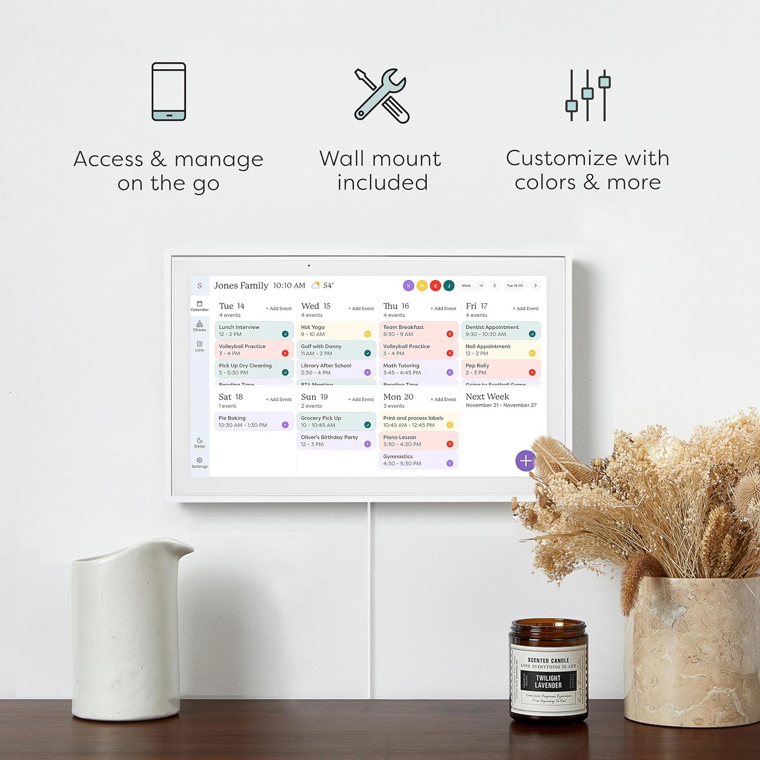 Skylight Calendar 15-inch Smart Touchscreen Digital Calendar Chore Sheet