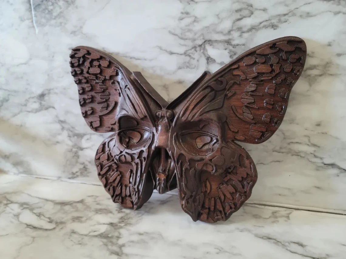 Wood Butterfly Skull, Skull Wall Decor, Gothic Gift for Her