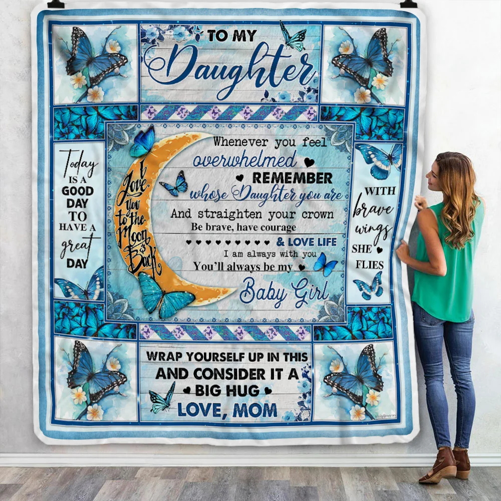 Mom To Daughter, With Brave Wings She Flies, Butterfly Sofa Throw Blanket
