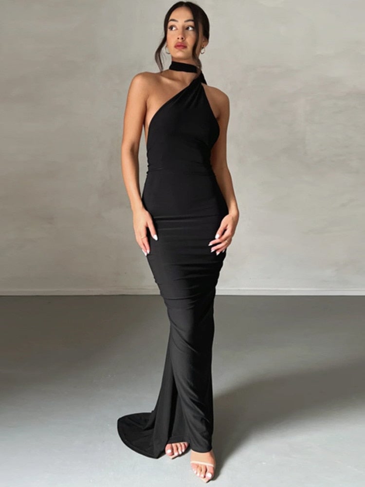 Natalie Oblique Shoulder Maxi Dress