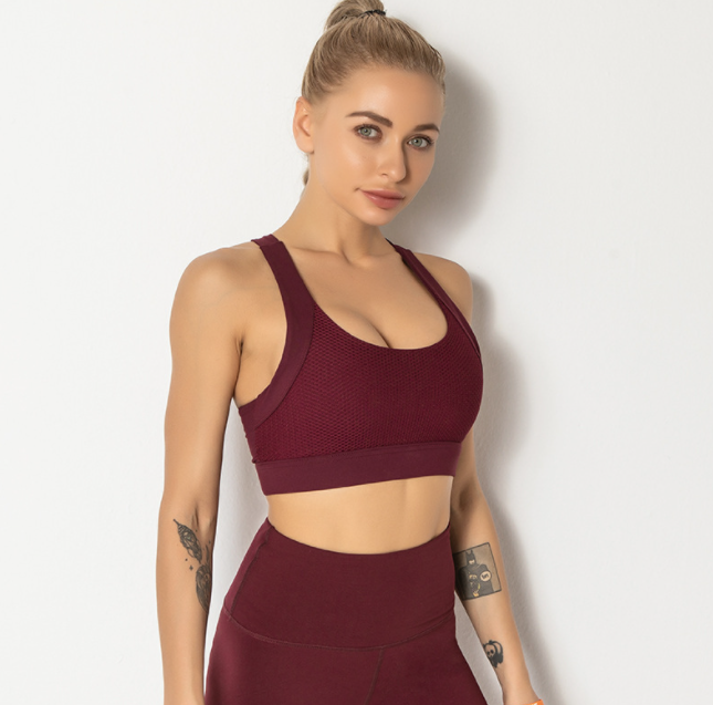 Crossed back anti-shock gathered yoga underwear