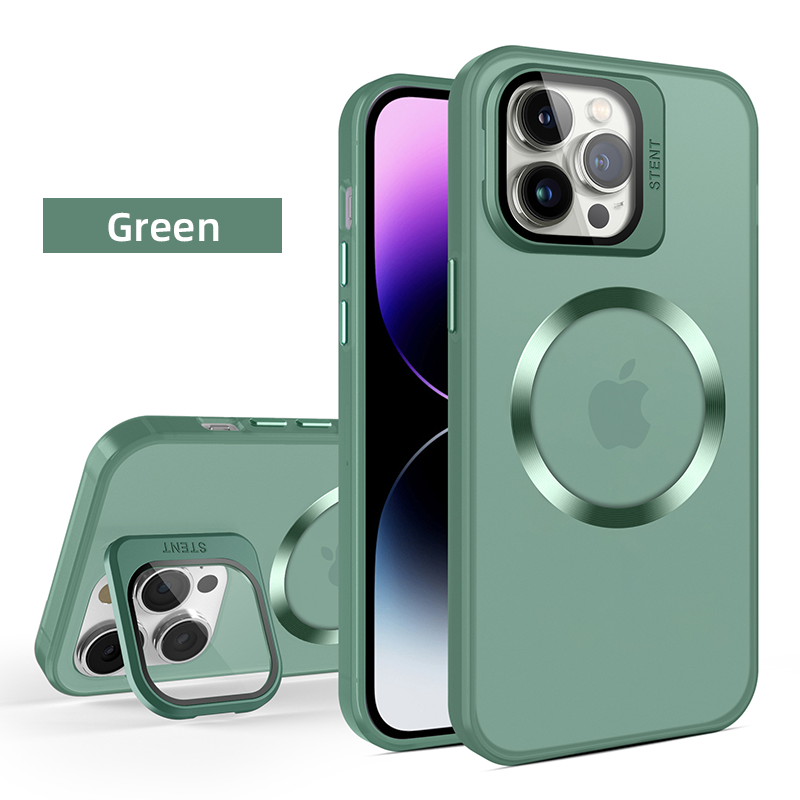 Matte Texture Magnetic Lens Bracket Protection Case Cover for iPhone