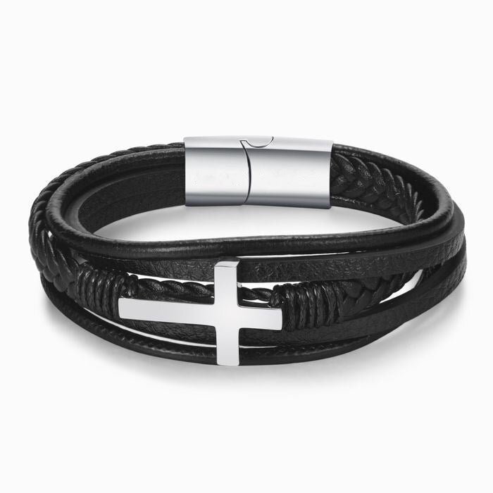 🎁  Last Day Promotion 49% OFF🎁To My Son Pray Through It Leather Cross Bracelet