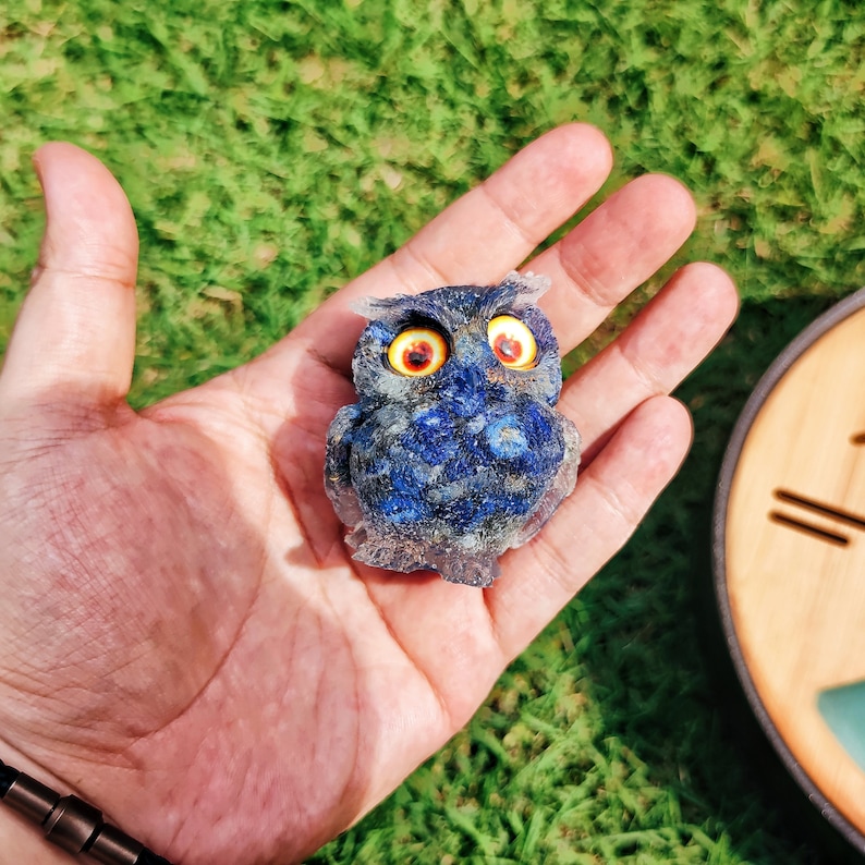 Lapis Lazuli CRYSTAL Resin Owl Figure--Reiki and Chakra Balancing