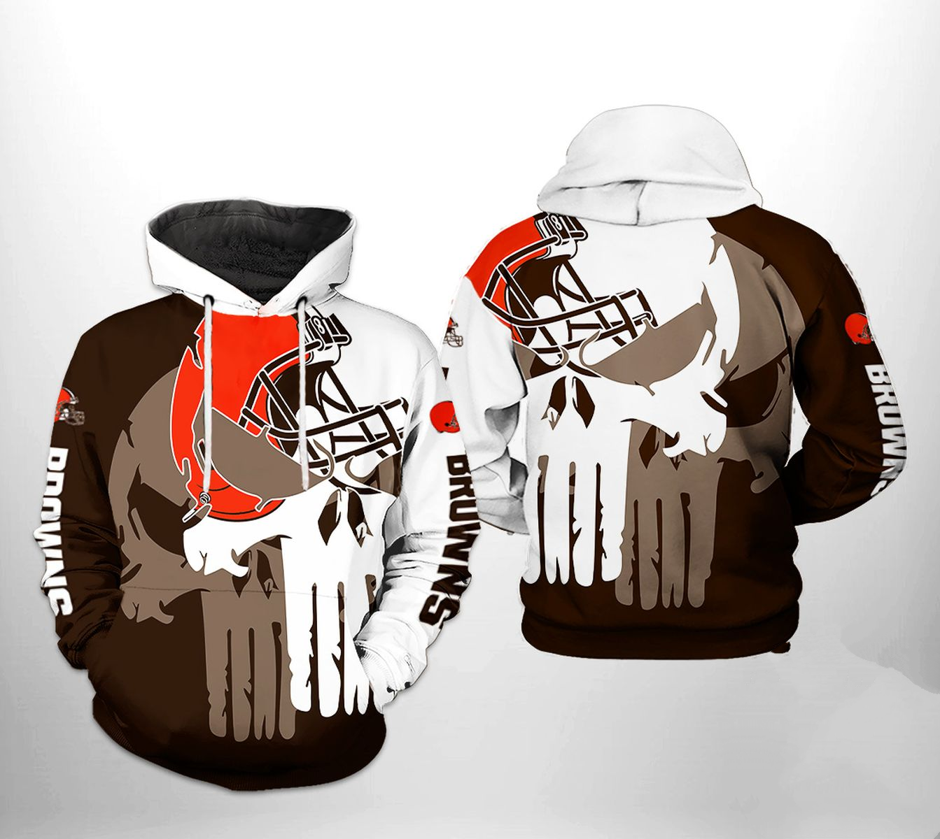 CLEVELAND BROWNS 3D HOODIE SKULL107