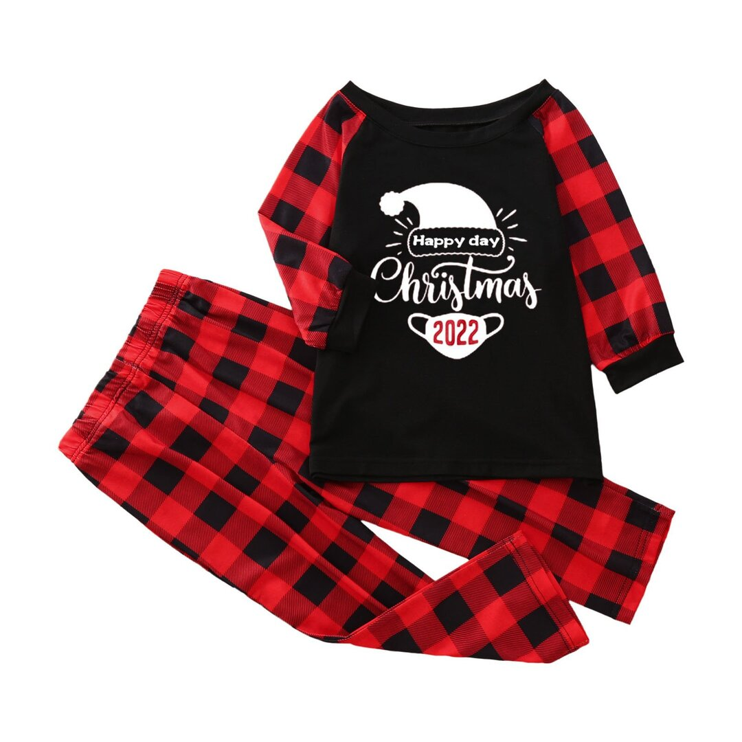 Christmas parent-child set printed home wear pajamas two-piece suit