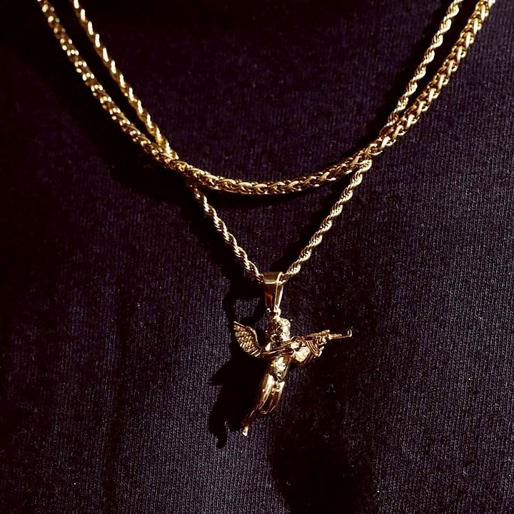 Vengeance Armed Cupid Angel Hip Hop Necklace