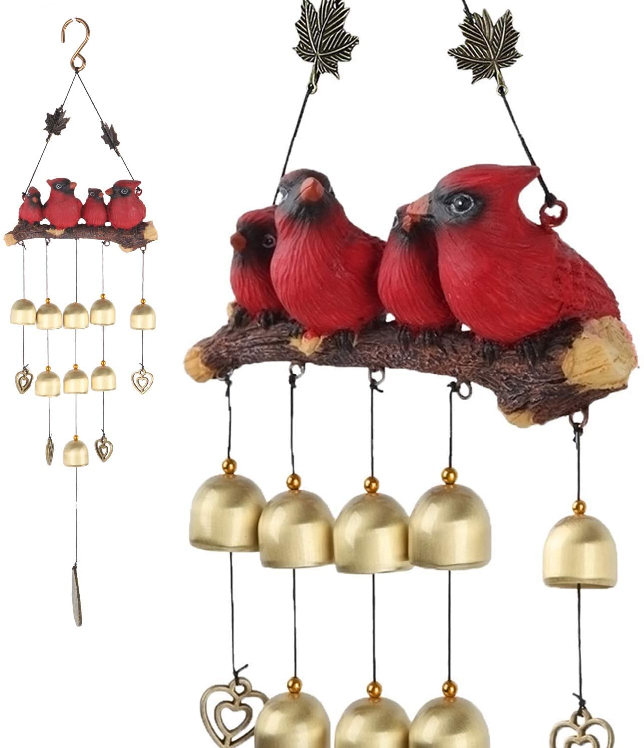 (Last Day Promotion-50% OFF)Gardenvy Cardinal Wind Chime for Garden, Backyard, Church, Red-BUY 2 FREE SHIPPING