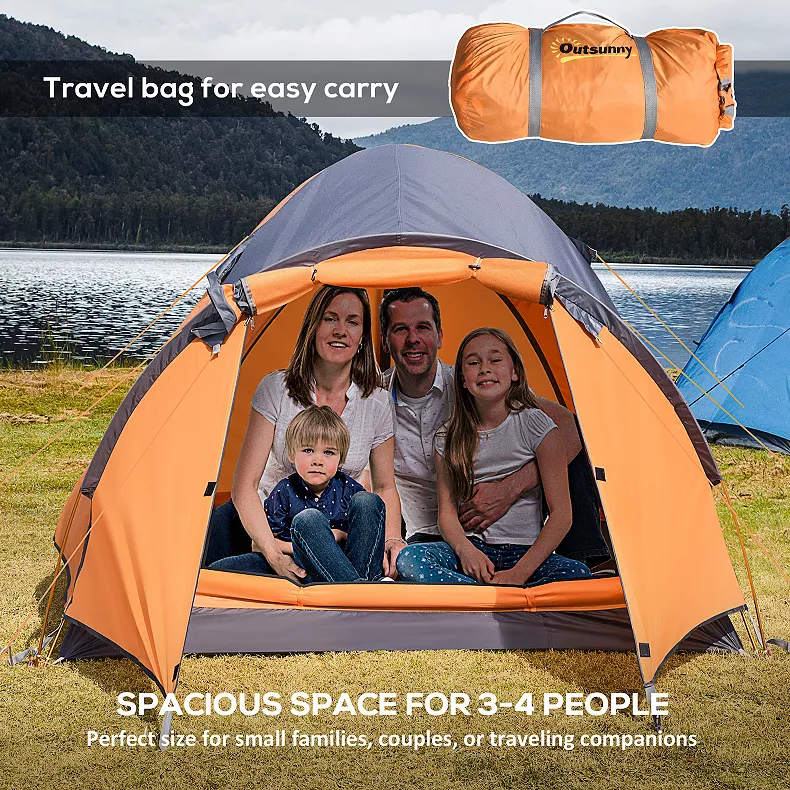 Outsunny 4 Person Camping Tent With Carrying Bag