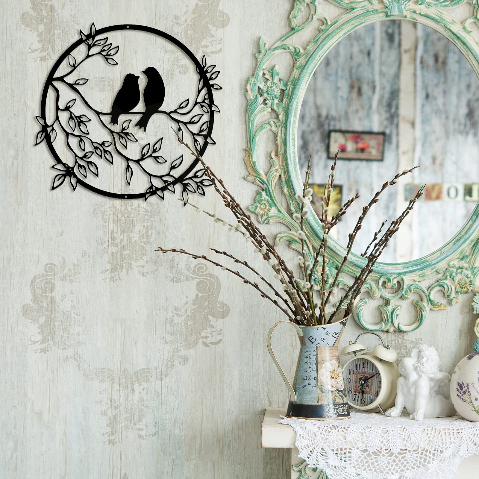 Metal Wall Art Bird on Tree Branch