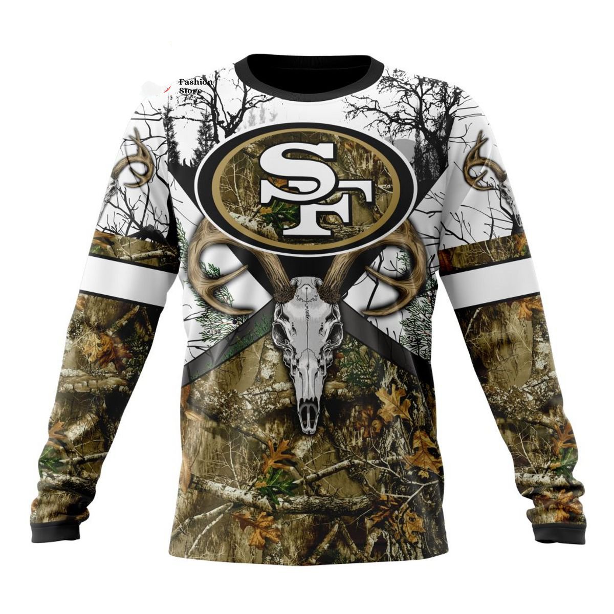 SAN FRANCISCO 49ERS DEER SKULL AND FOREST 3D HOODIE
