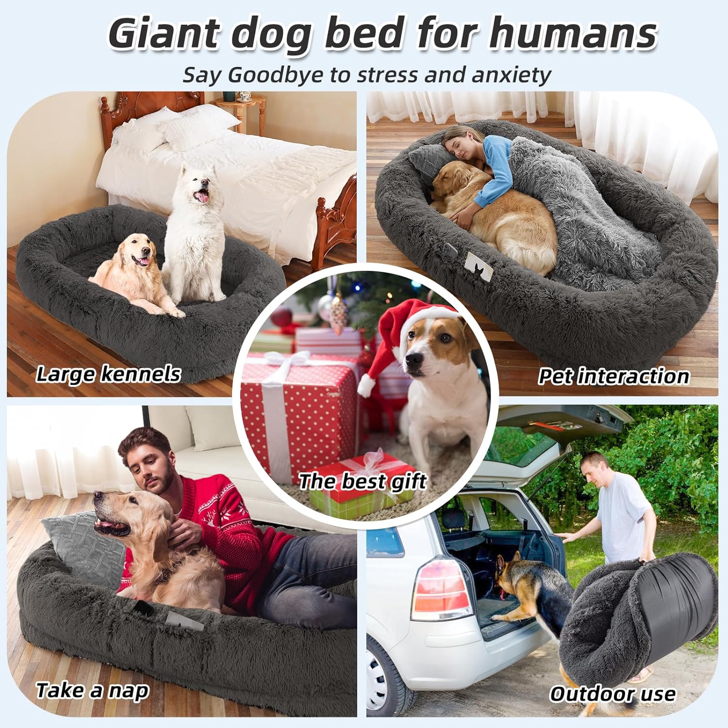 Wros Dog Bed Memory Foam Human Size Orthopedic Bed Set
