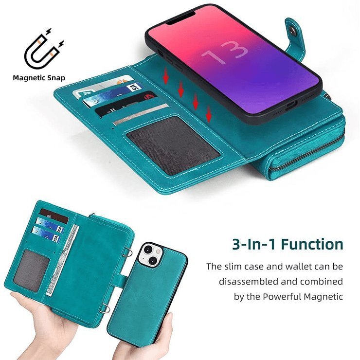 4 in 1 Detachable Magnetic Wallet Phone Case Phone Holder Shoulder Bag