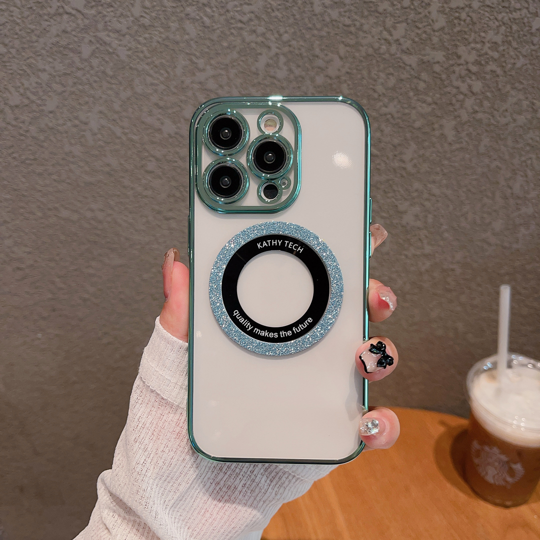 Electroplated Magnetic Suction With Lens Film Cover for iPhone