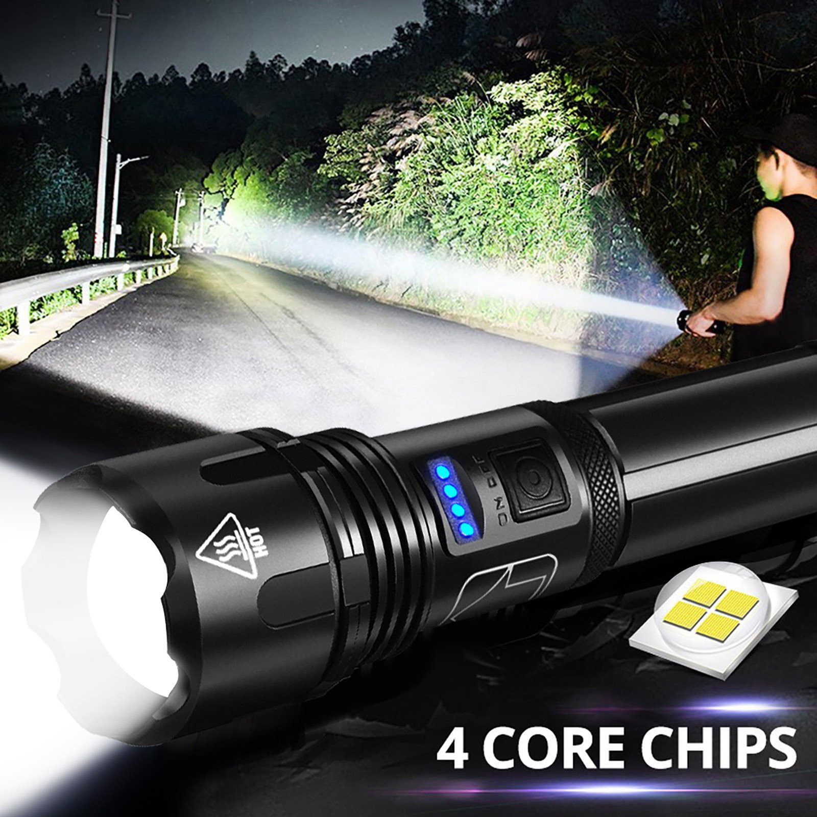Super Bright And Zoom Waterproof Military Flashlight