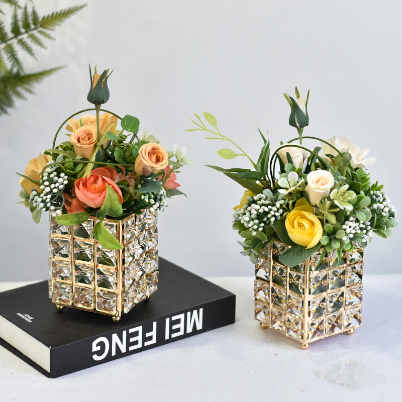 Electroplated Vase Simulated Flower Art Home Fake Flower Ornaments Living Room Dining Table Small Table Flower Placement Decoration